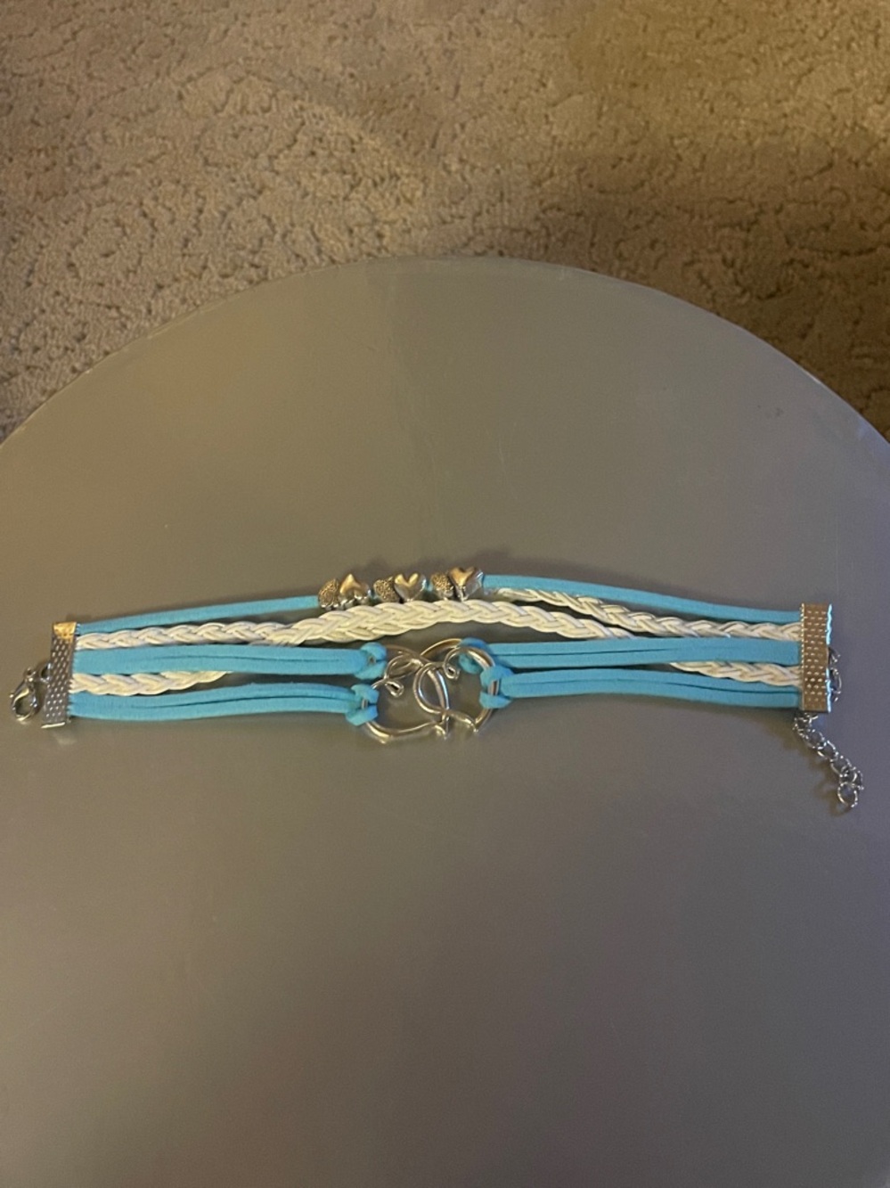 Blue and white heart bracelet